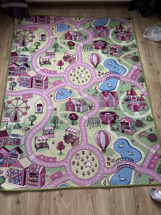 Dywan miasteczko droga rozowy 160x200