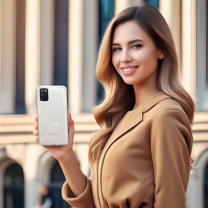 Crystal Glitter Case do Samsung Galaxy A02S Srebrny