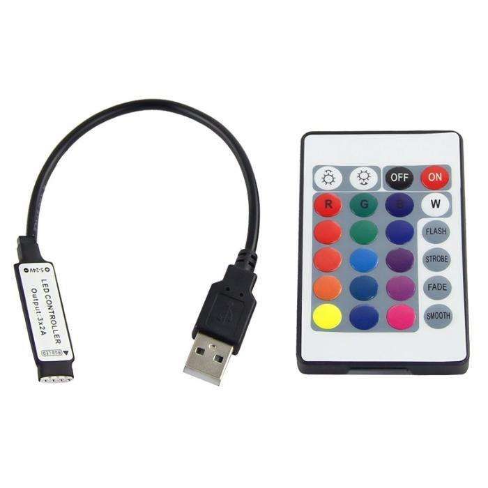 Fita LED USB, com 1,2,3,4,5 Metros com comando. RGB. Faz varias cores