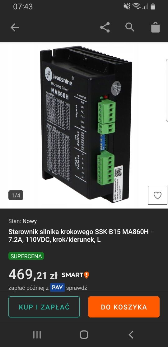 Sterownik silnika krokowego SSK-B15 MA860H - 7.2A, 110VDC, krok/kierun