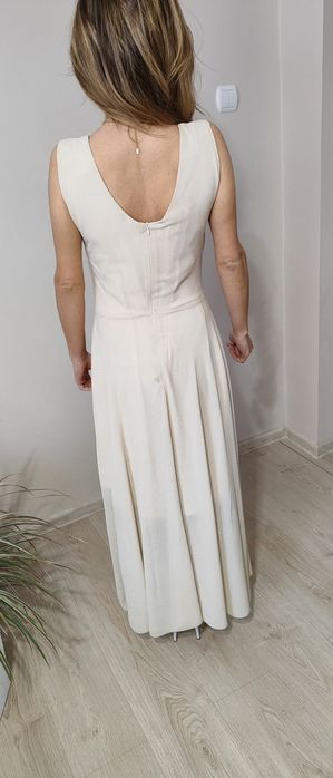 Sukienka kremowa, beżowa z brokatem