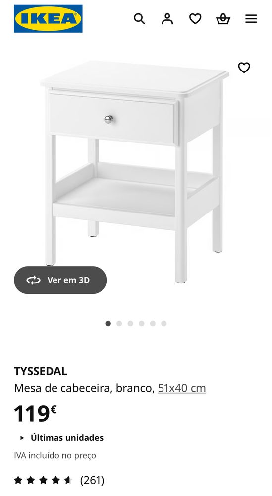 2 Mesas de cabeceira Ikea Tyssedal