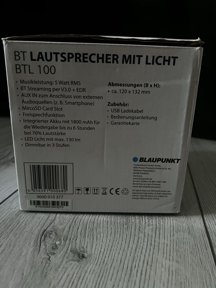 Głośnik Bluetooth Blaupunkt Btl 100 nowy bialy