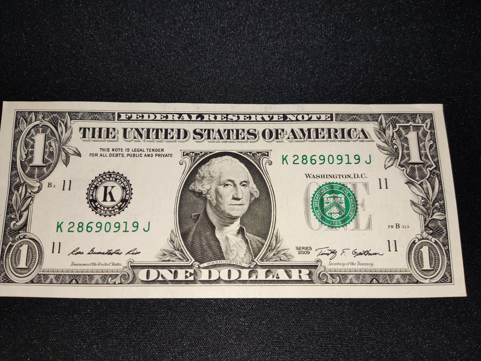 One Dollar Bill  2009 Unikat