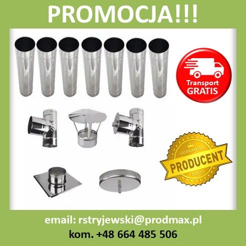 PROMOCJA!! WKŁAD KOMINOWY Żaroodporny 1 mm FI 150 7MB węgiel Producent