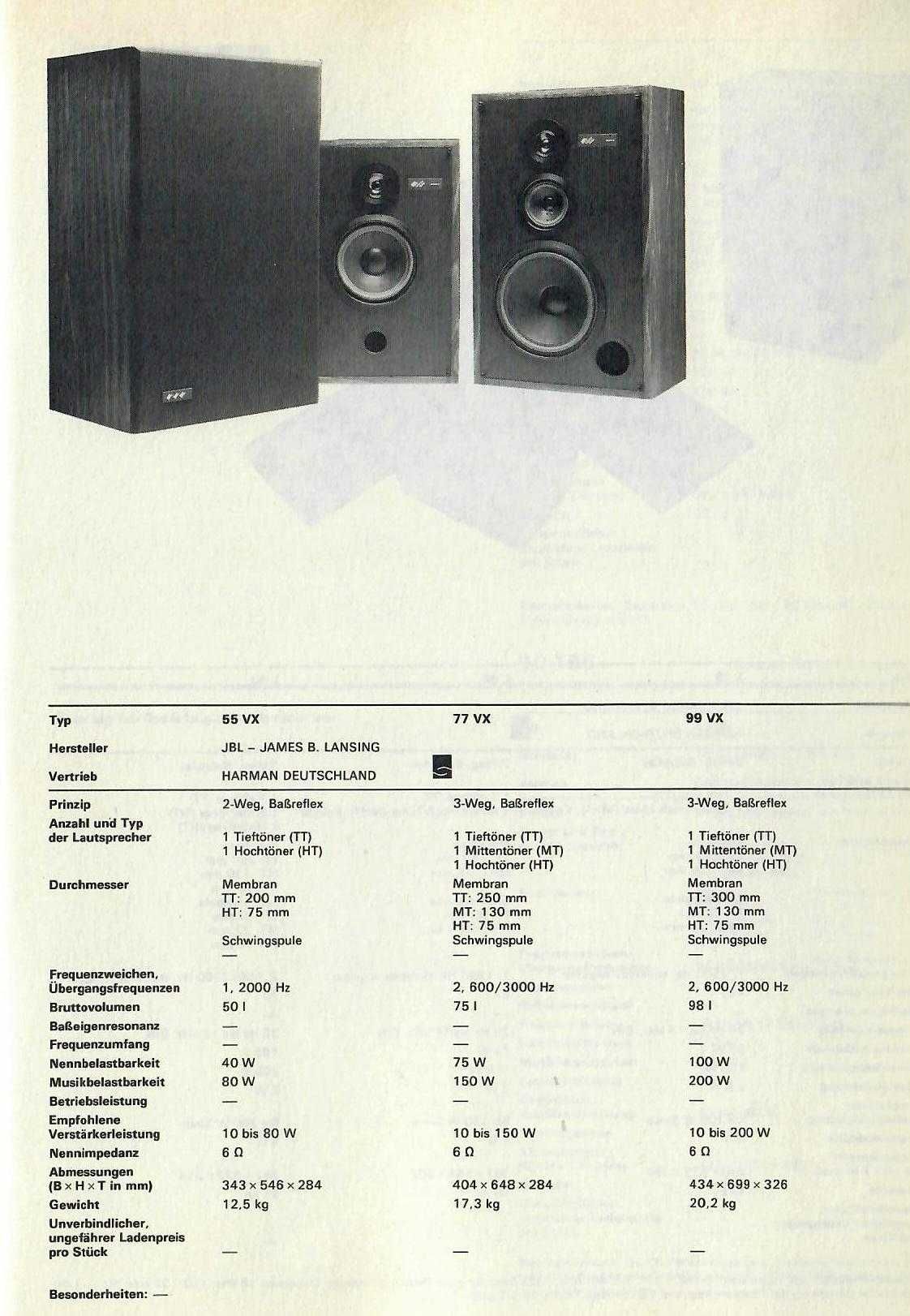 JBL 55 VX поличники Radiance series