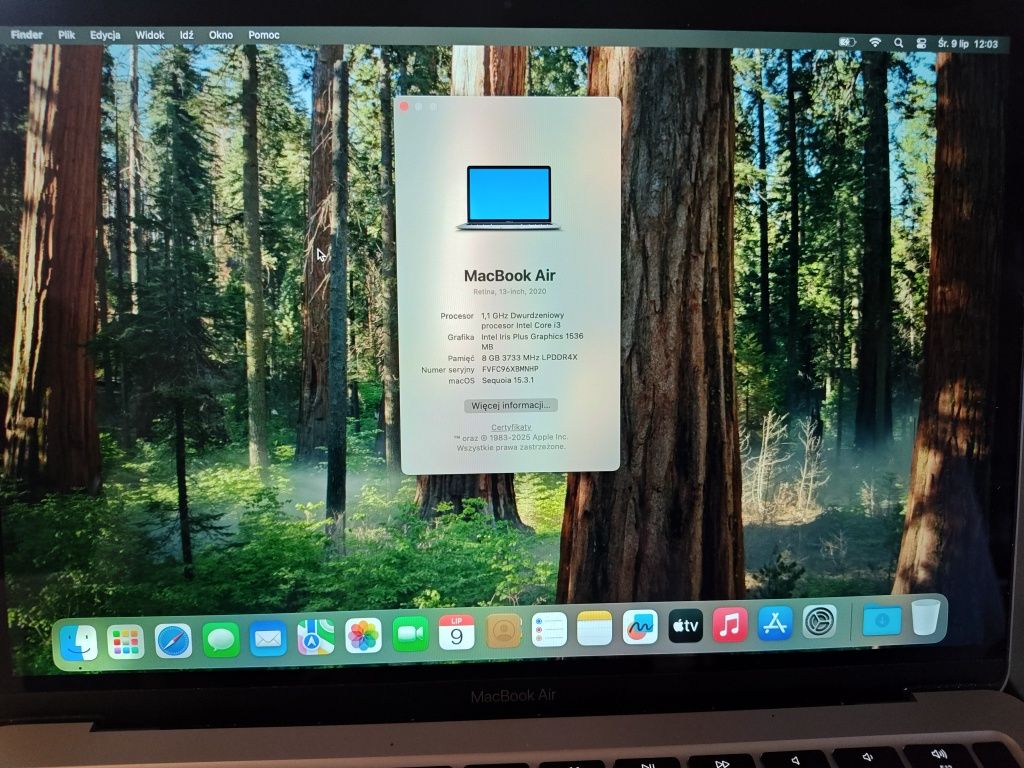 Apple MacBook Air 2020 ! Okazja ! Sprzedam ! 8GB DDR4! Dysk SSD!