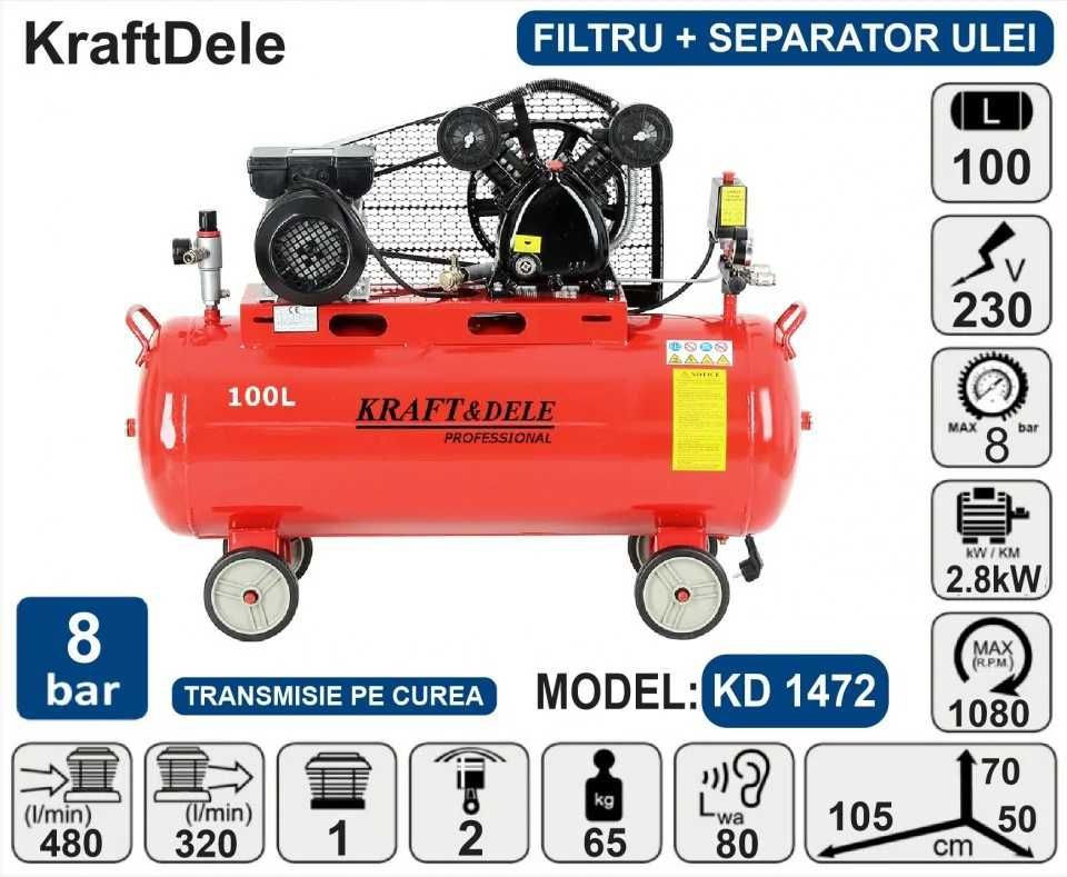 Kompresor Olejowy 100L Sprężarka 230V 2Tłoki 3,8KM Separator Sklep New