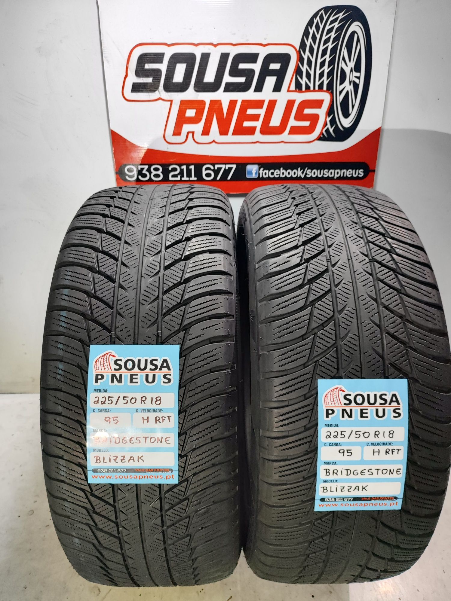 2 pneus semi novos Bridgestone 225/50R18 98H RFT Oferta dos Portes