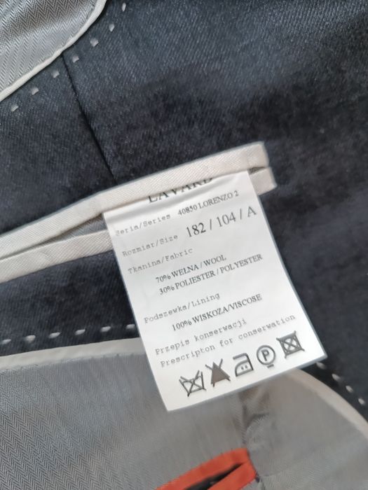 garnitur Lavard spodnie marynarka wzrost 182 wełna wiskoza