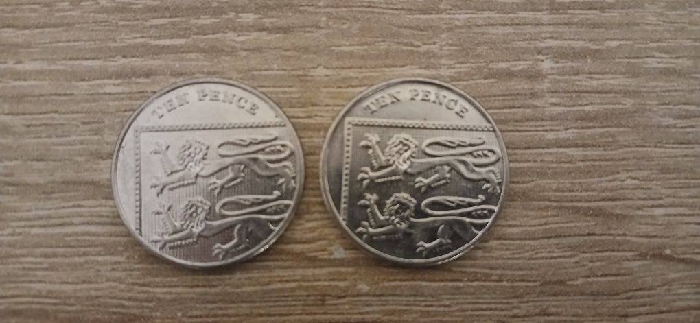 2 moedas Ten pence 2014 raras de encontrar