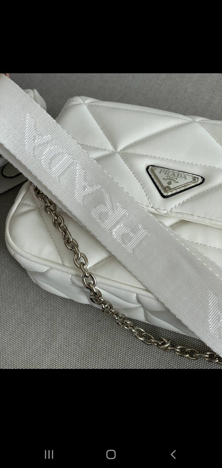 Prada Re-Nylon Padded Shoulder White