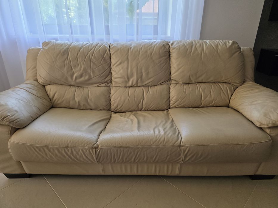Zestaw skórzany kanapa i 2 fotele
