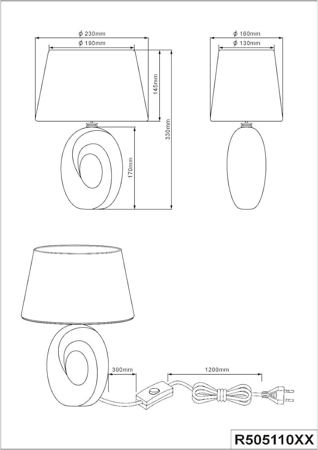 TABA lampa stołowa, ceramika, abażur z tkaniny