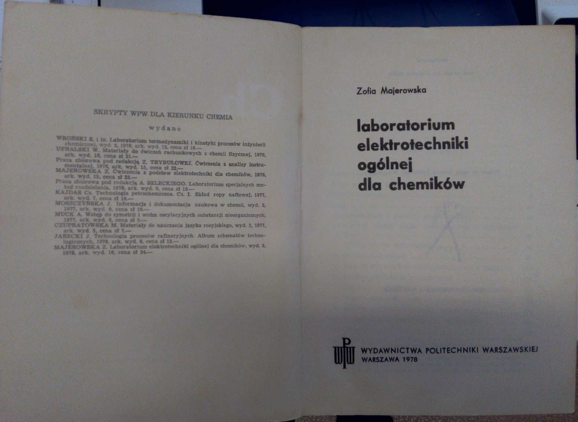 Laboratorium elektrotechniki ogólnej dla chemików (Zofia Majerowska)