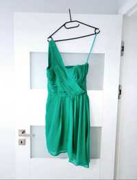 Zielona sukienka s H&M sukienka na jedno ramię s