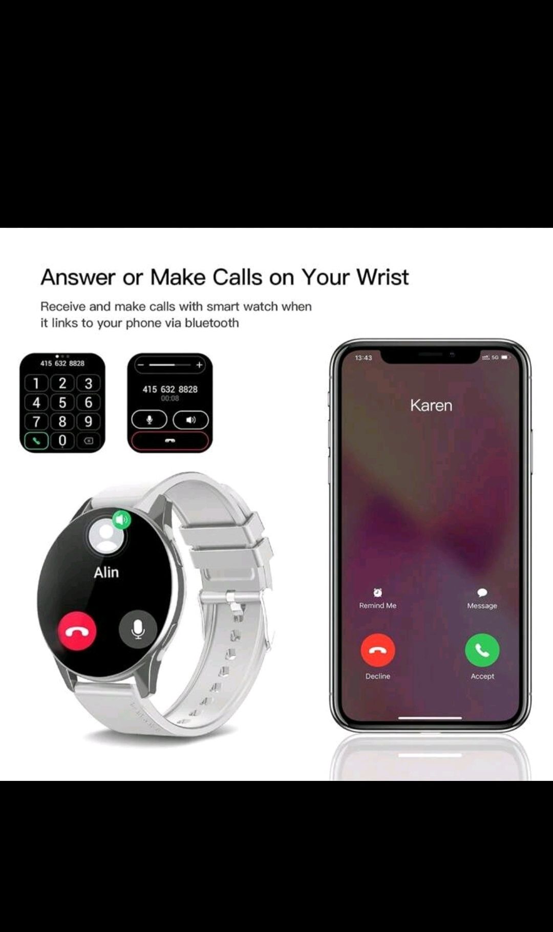 Biały damski zegarek Smart watch