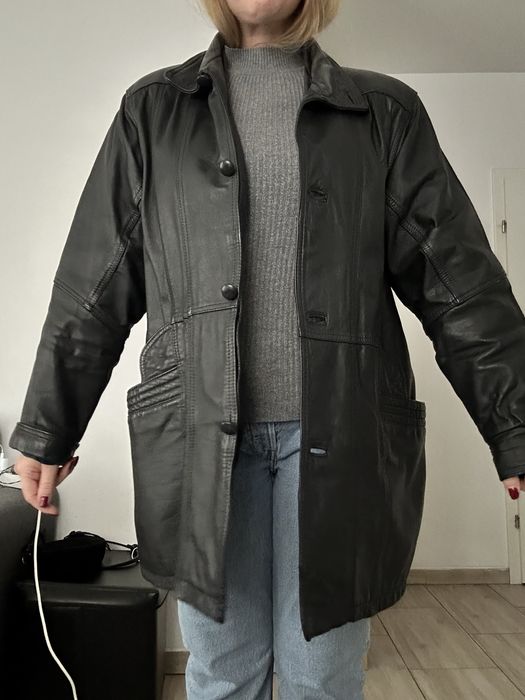 Kurtka skórzana damska czarna M L XL skóra vintage