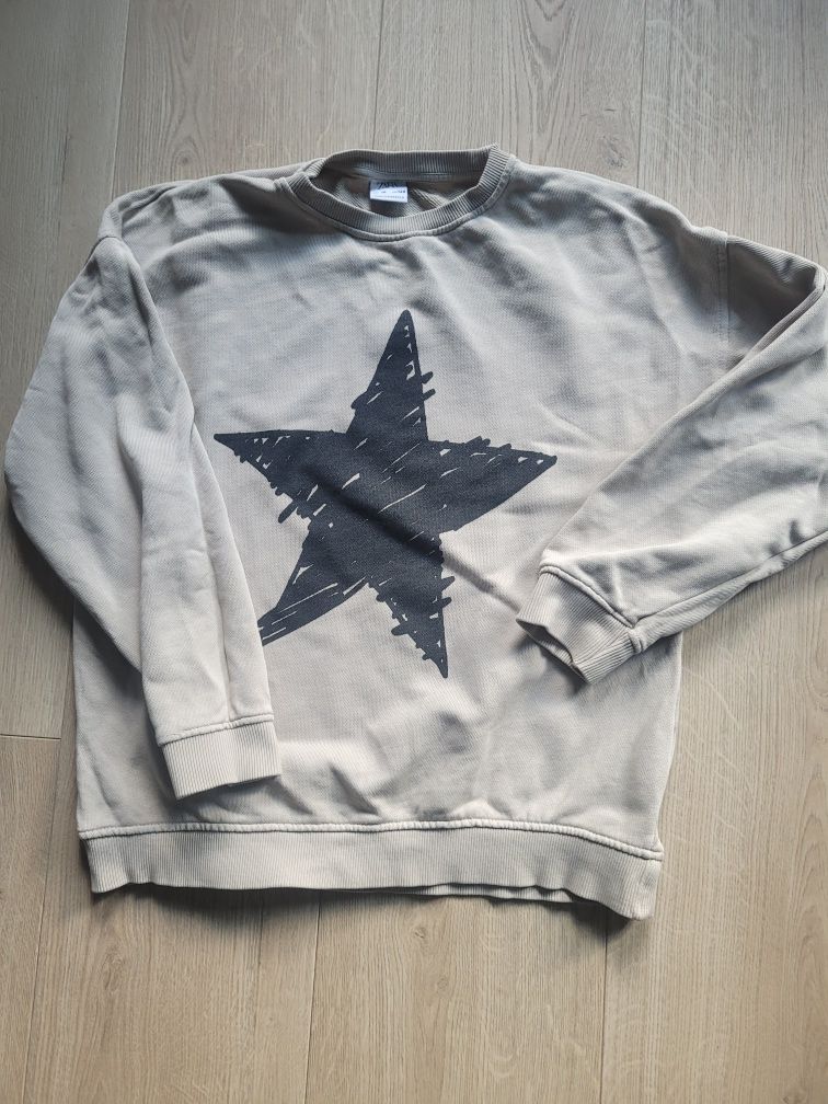Beżowa bluza oversize z gwiazdą Zara r.140