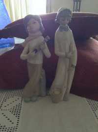 original raro par de estatuetas figurinos bonecos numerado colecção