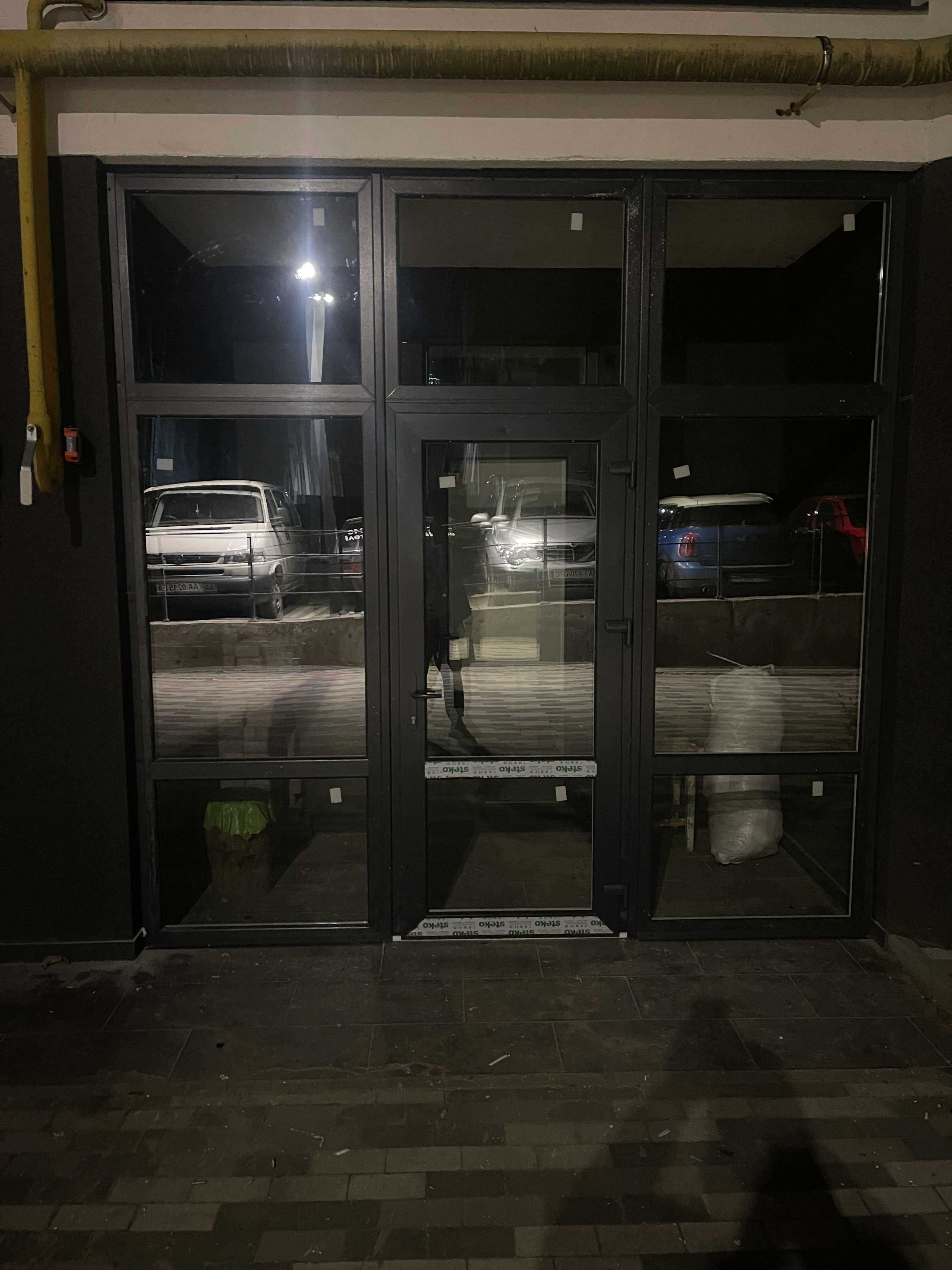 Розсувні двері металопластикові Антрацит вихід на терасу