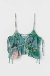 Krótki top nowy H&M zielony we wzory kwiaty letni cena w sklepie 79,90