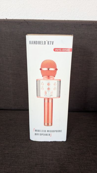 Mikrofon do Karaoke Bluetooth WS-858 Głośnik | Różowe Złoto