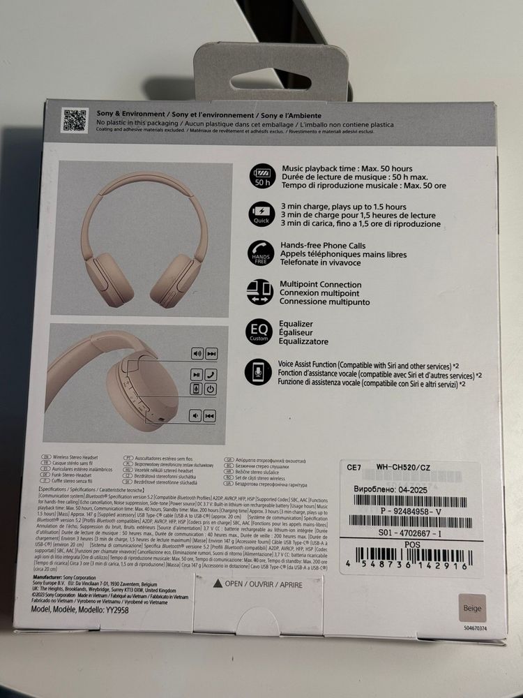 Sony WH‑CH520 – bezprzewodowe słuchawki ON‑ear