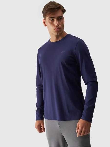 Longsleeve męski 4F M375 gładka bluzka z bawełny granatowa