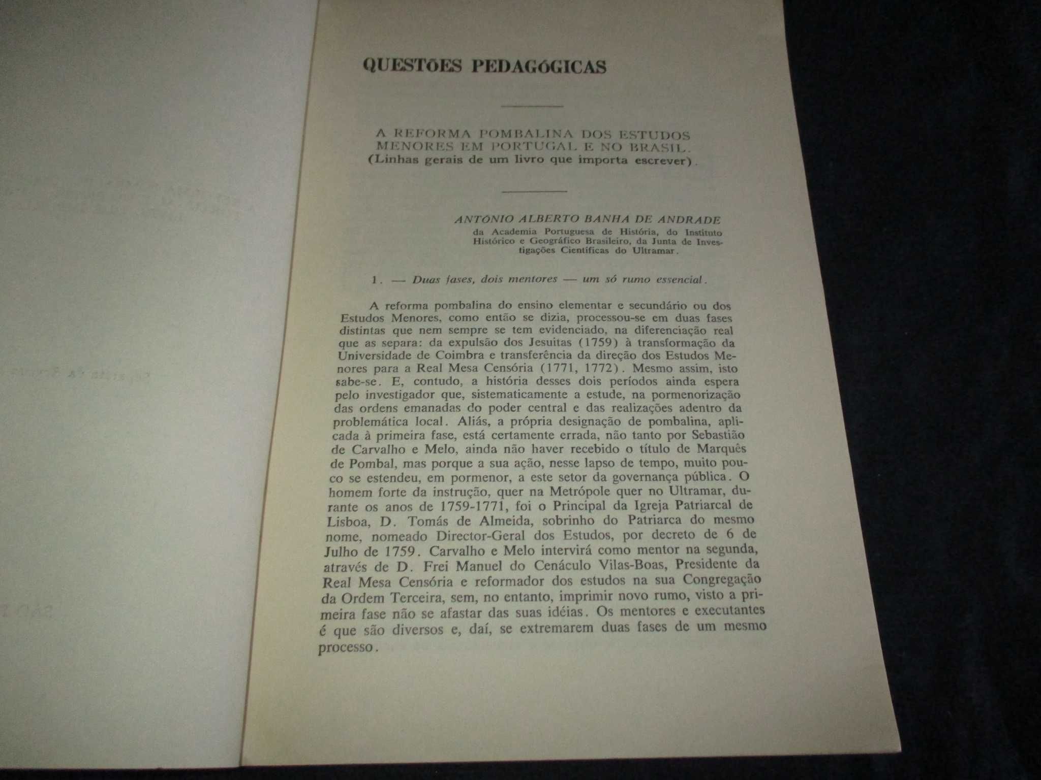 Livro A Reforma Pombalina dos Estudos Menores em Portugal e no Brasil