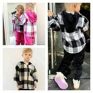 Теплий костюм клітинка кашемір+велюр хутро 98-158 см костюм клетка топ