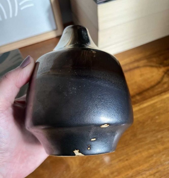 Wazon na kwiaty ceramiczny złoty czarny glamour szkliwiony unikalny