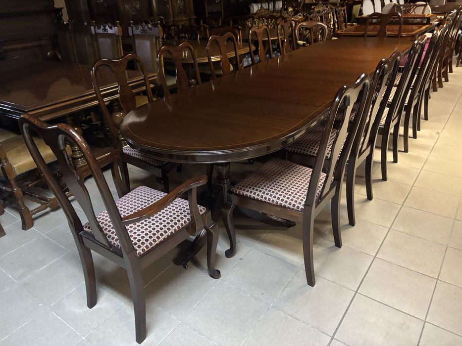 Stylowy Angielski Zestaw Stół 353 cm + 12 Krzeseł Meble Stylowe Sklep