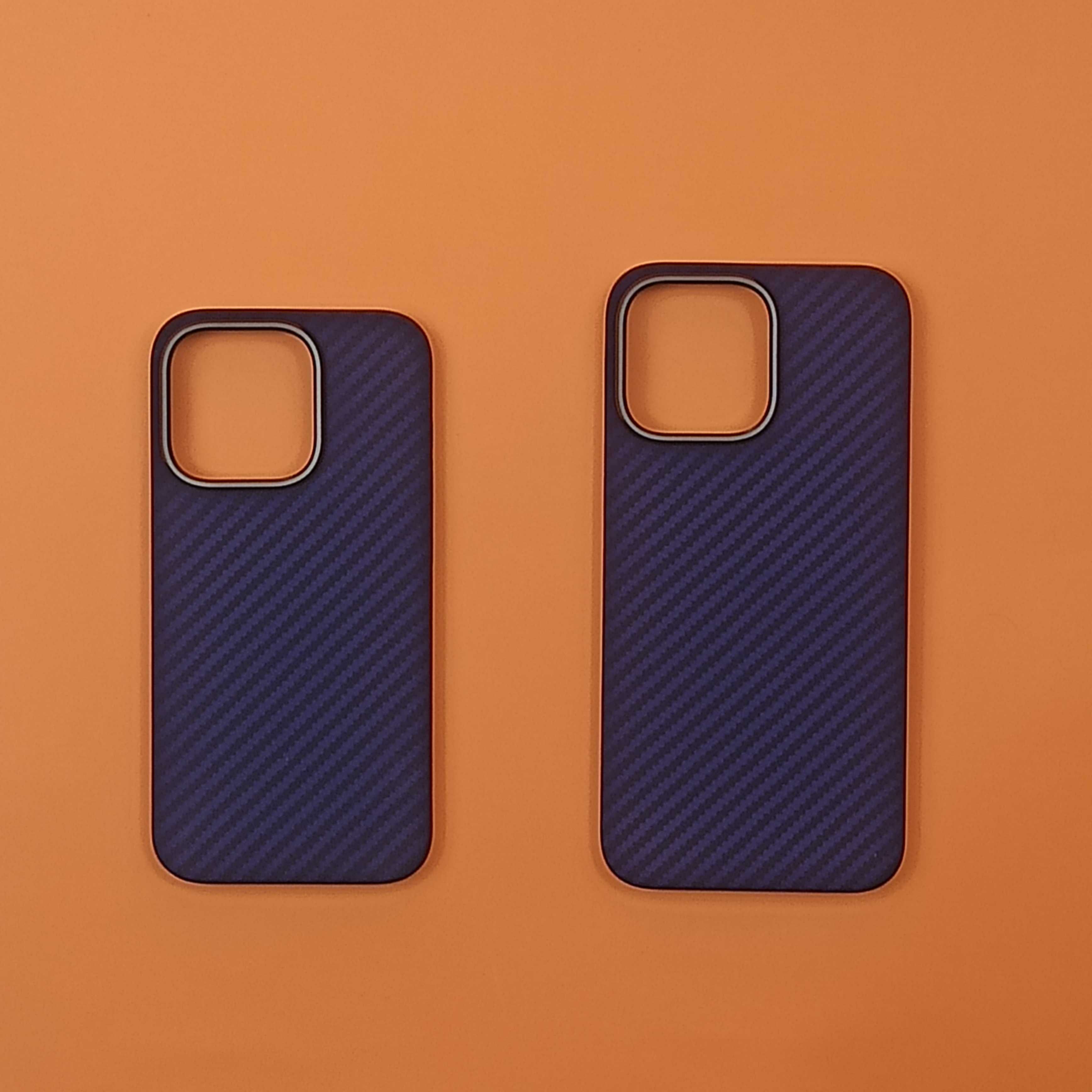 Фиолетовый карбоновый чехол iPhone 14 Pro (Настоящий карбон)