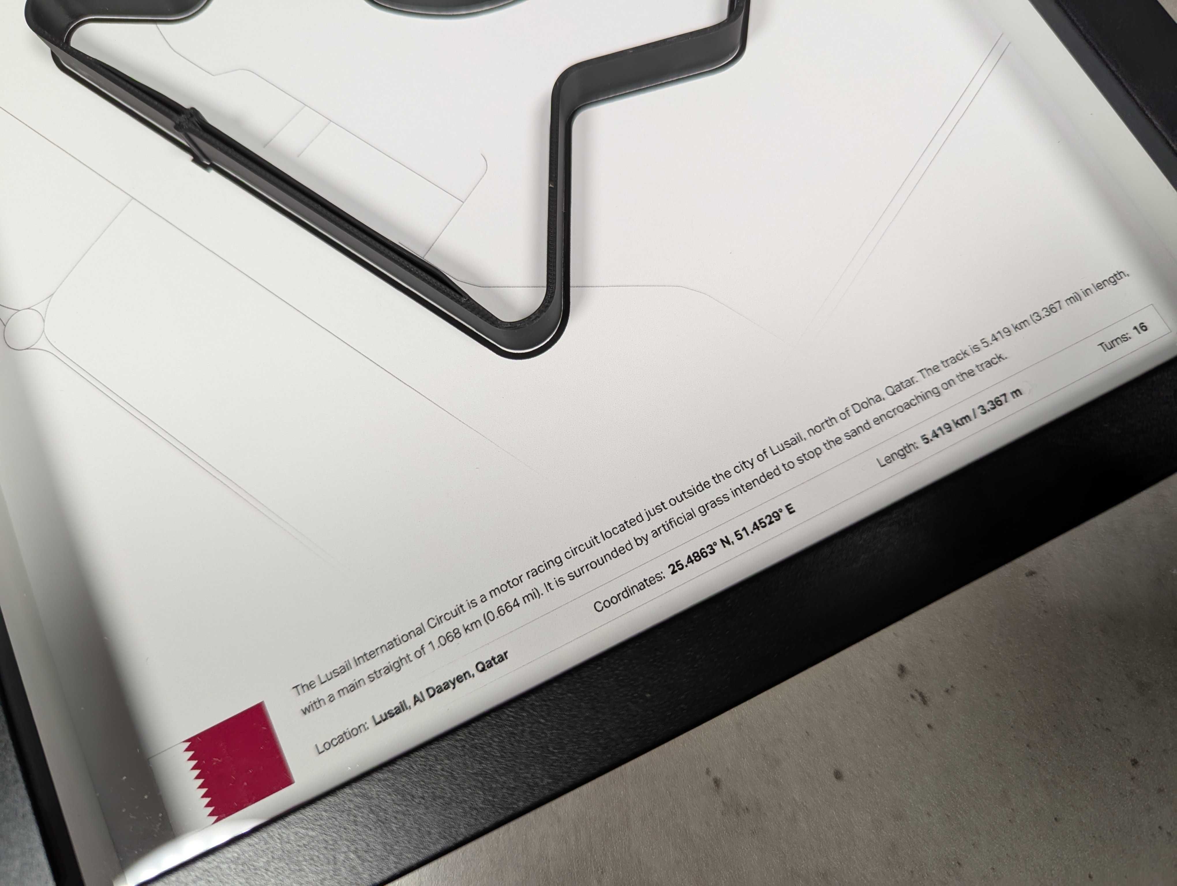 Об'ємна Рамка з 3D Трасою LUSAIL Circuit Лусаїл 32x23x3 F1 Qatar GP