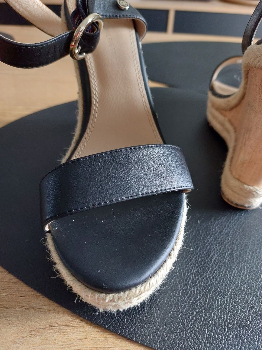 Espadryle Tommy Hilfiger na koturnie 39 skórzane