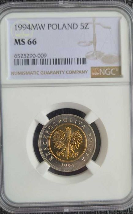 5 złotych 1994 NGC MS66