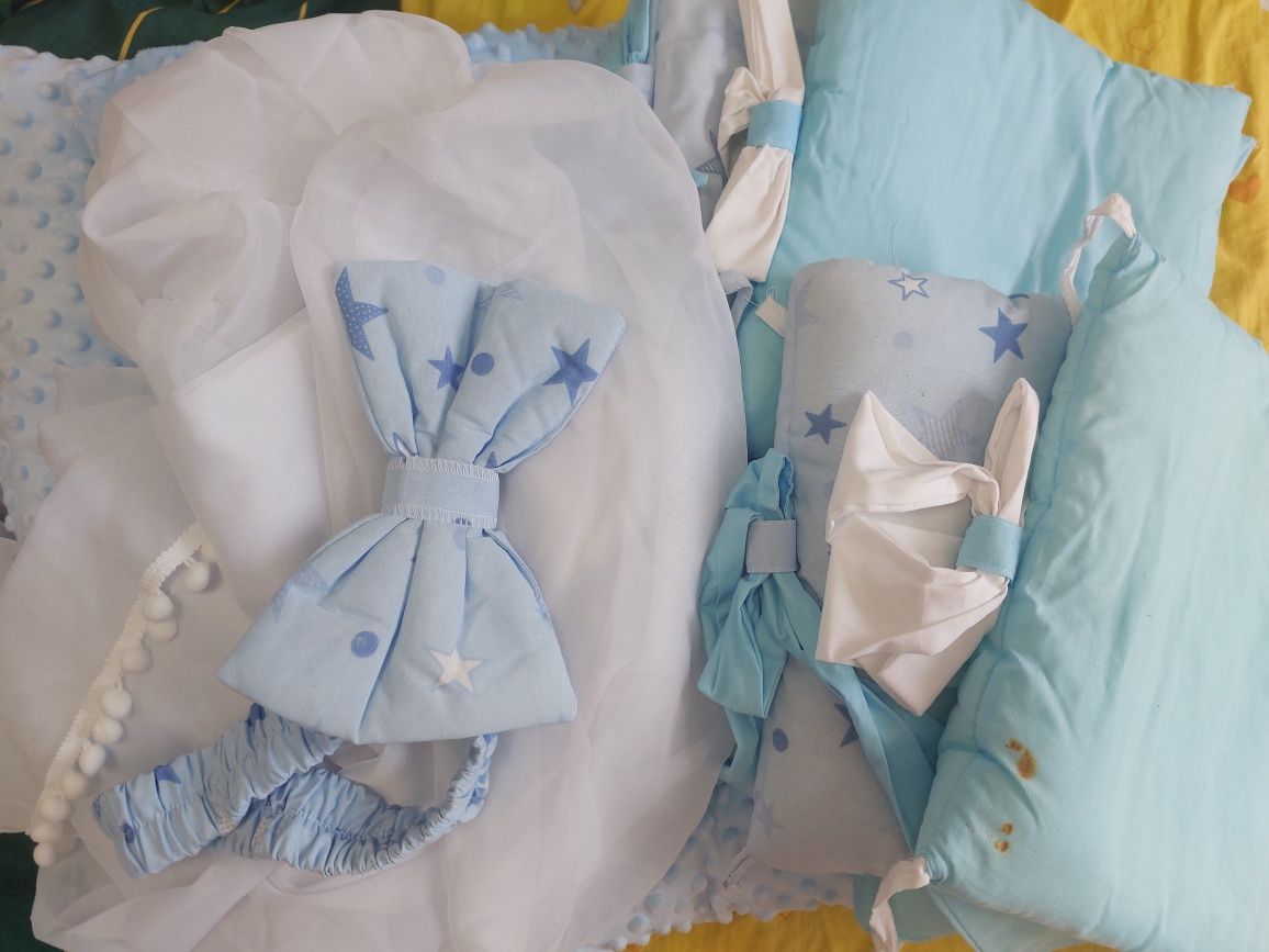 Дитяче постільна білизна в ліжечко "Бант" бортики тримач для балдахіна