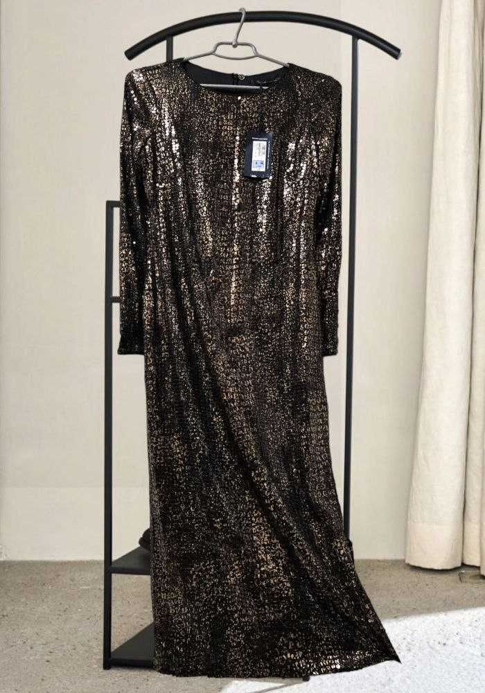 Платье вечернее миди в паетках Marks&Spencer с рукавом, р. XS/S