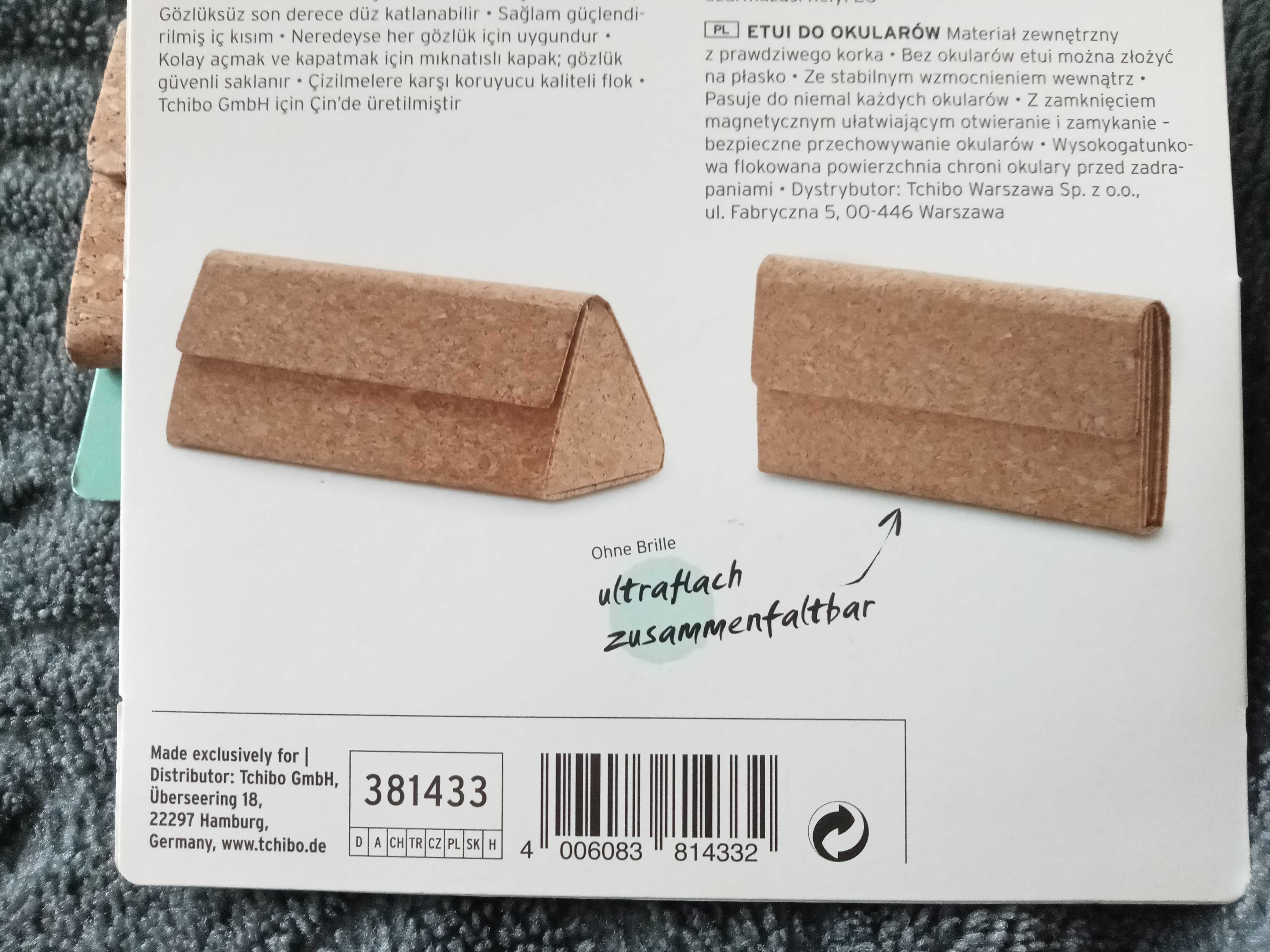 komplet 3 szt. Etui korkowe na okulary pokrowiec brillenetui Tchibo