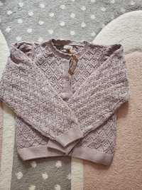 Nowy Sweterek Newbie foletowy azurowy dziewczynka r122/128