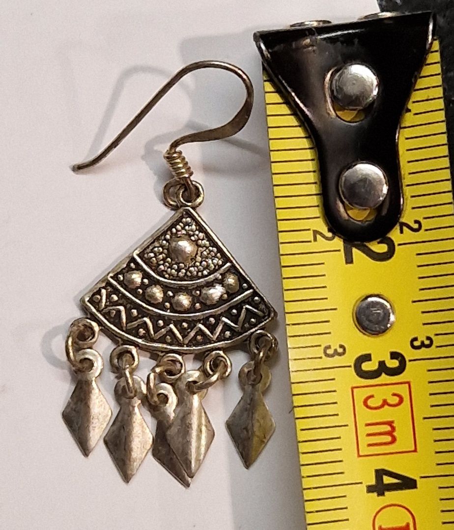 Stary srebrny 925 kolczyk etno etniczny boho prl