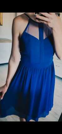 Granatowa niebieska sukienka na komunie