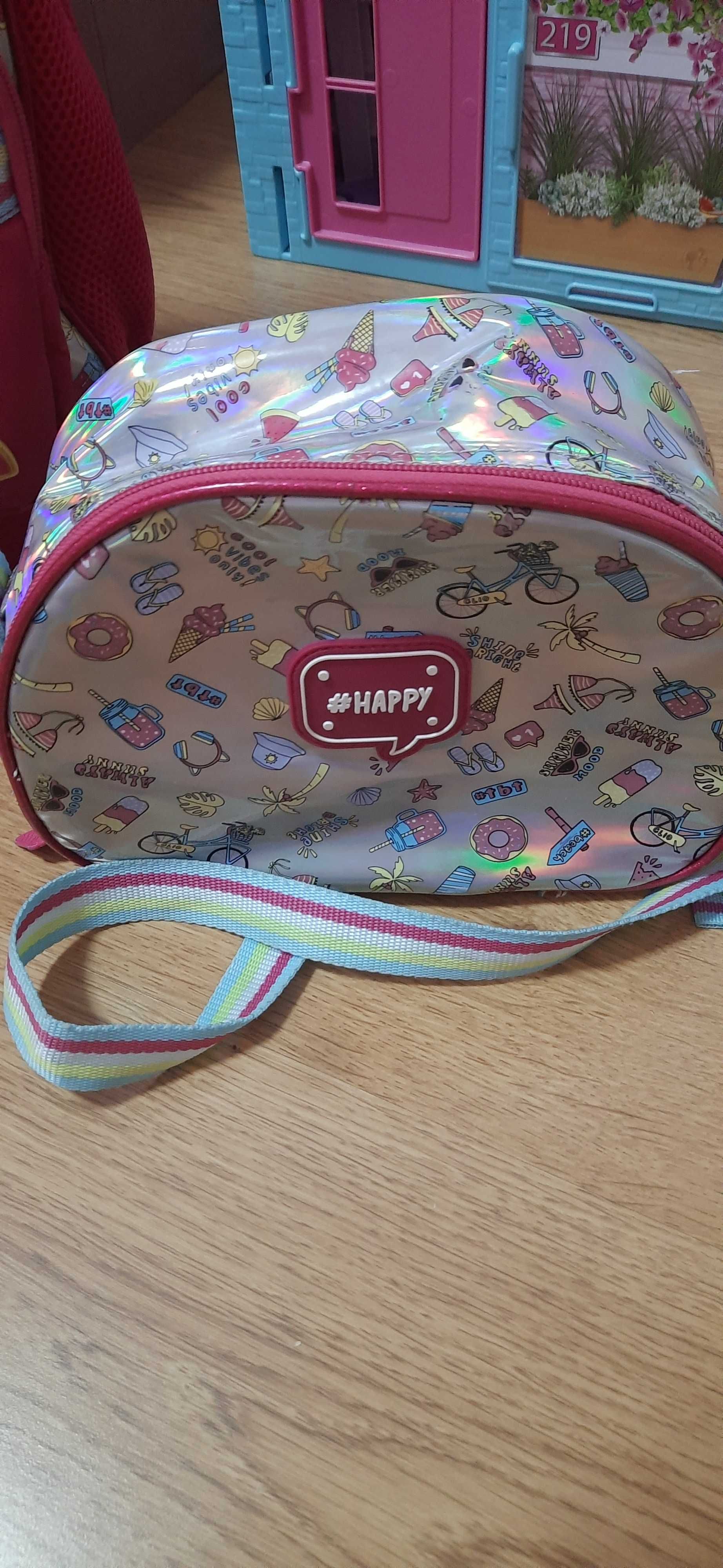 Mochila Carrinho Holográfica Estojo E Lancheira Escolar Clio Style