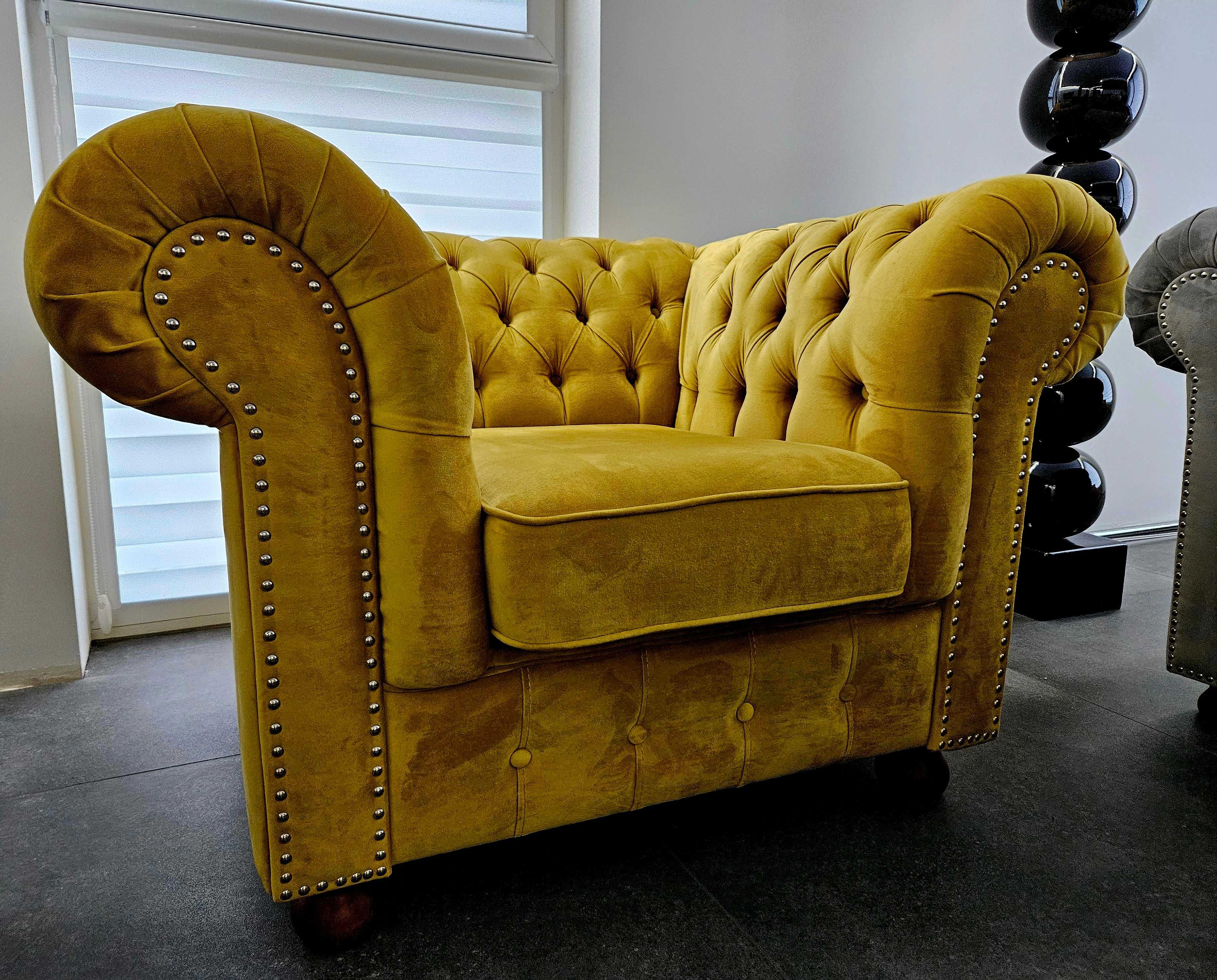 Chesterfield sofa fotel meble komplet zestaw