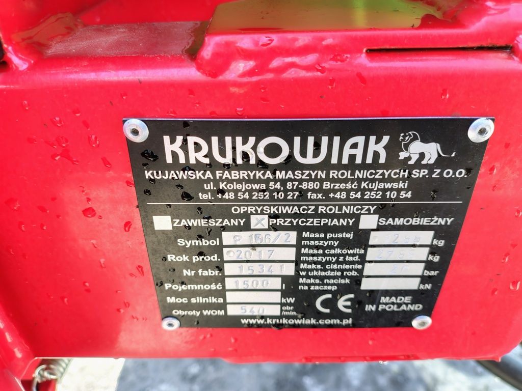 Opryskiwacz krukowiak apollo 1500 phx 15m jak nowy