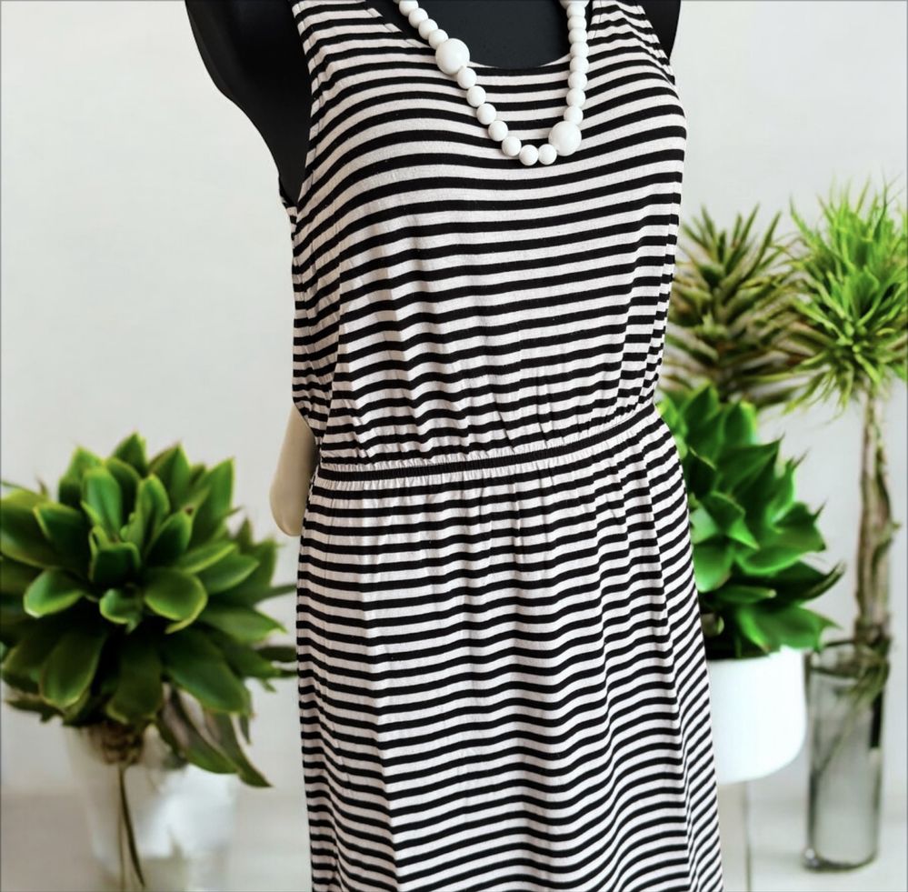 Sukienka tunika w paski zebra na lato H&M S-M wiskoza