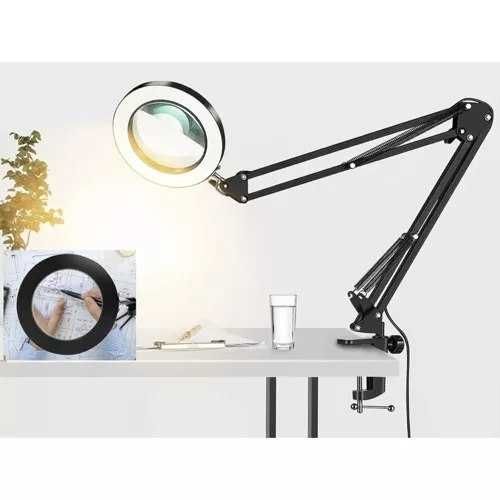 Biała lub Czarna Okrągła Lampa RING LED SZKŁEM Powiększającym USB