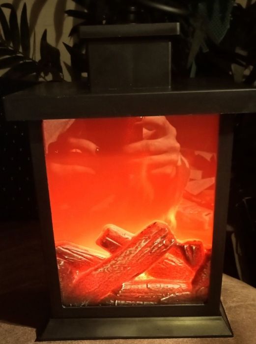 Wystrój wnętrza, lampka,atrapa kominka,nowa