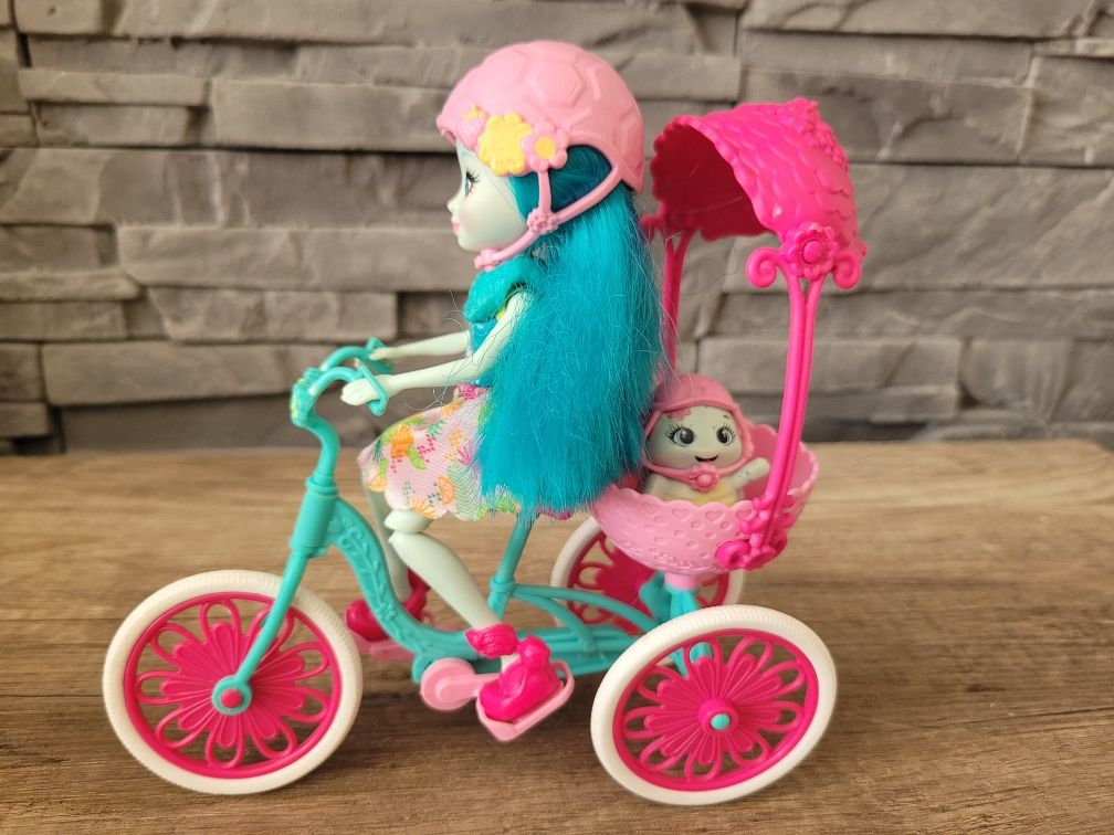 Lalka Enchantimals, żółw, rower